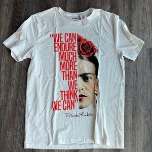 Old Navy White and Red Frida Kahlo Graphic Tee